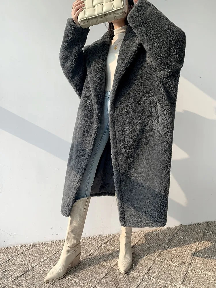 Women's Fur Faux Fur Luck A Long Teddy Bear Jacket Coat Women Winter Thick Warm Oversized Outerwear Overcoat Women Faux Lambswool Fur Coats 23110 - view 5