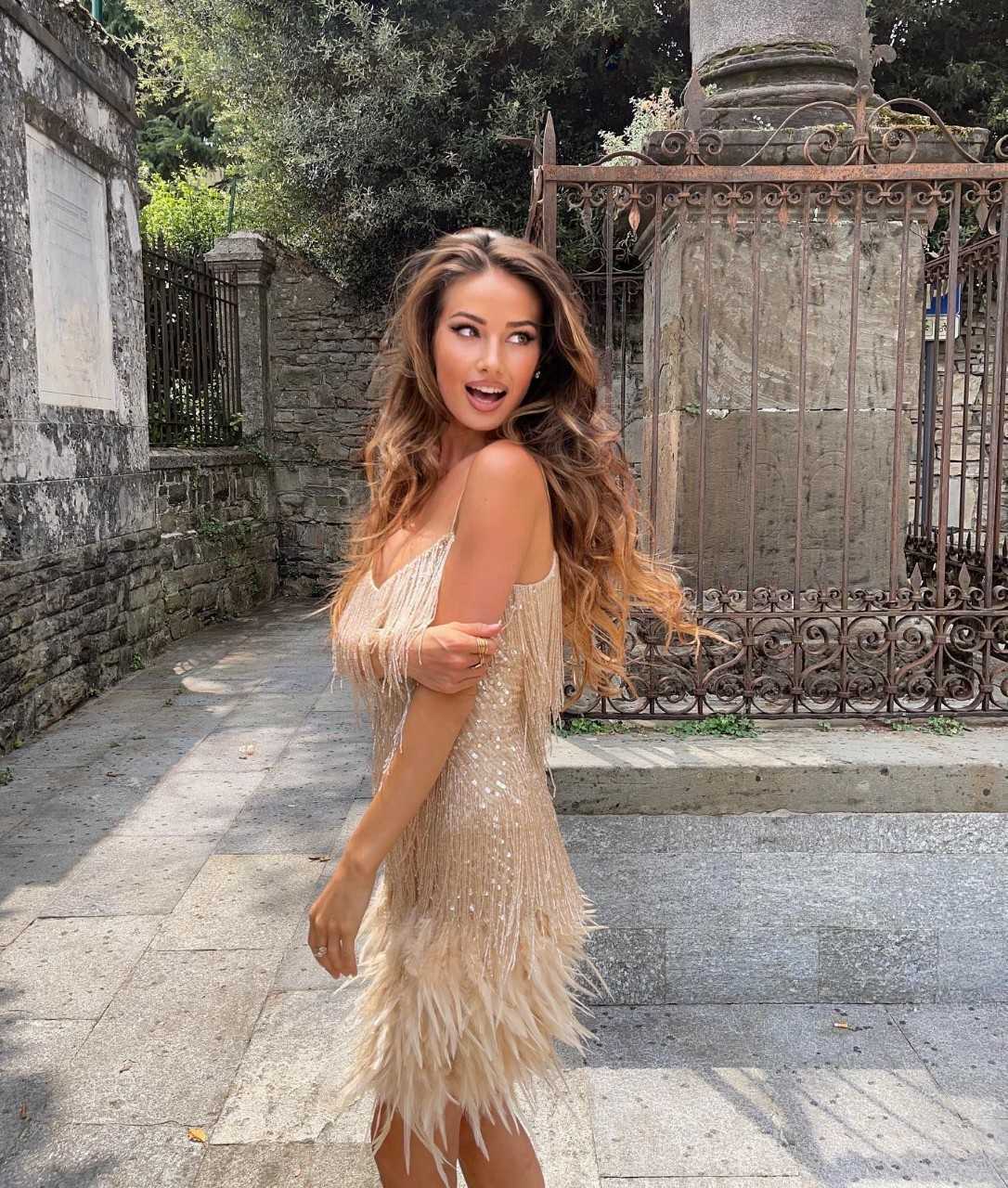 Sexy Women's Fringed Sequin Feather Stitching Dress 2023 Summer Slim V-Neck Off Shoulder Dresses Female Backless Slip Mini Robe