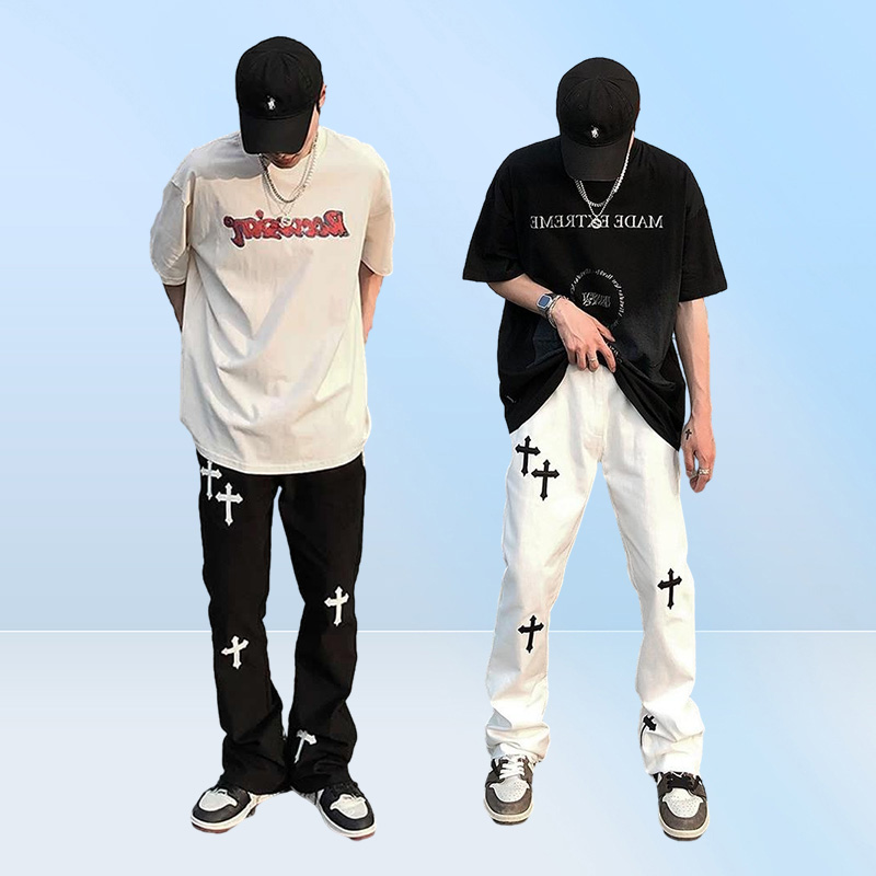 Men039s Jeans Y2k Emo Mens Black Harajuku Streetwear Alt Straight Fairy Grunge Wide Leg Pants Denim Trousers High Waist Oversiz