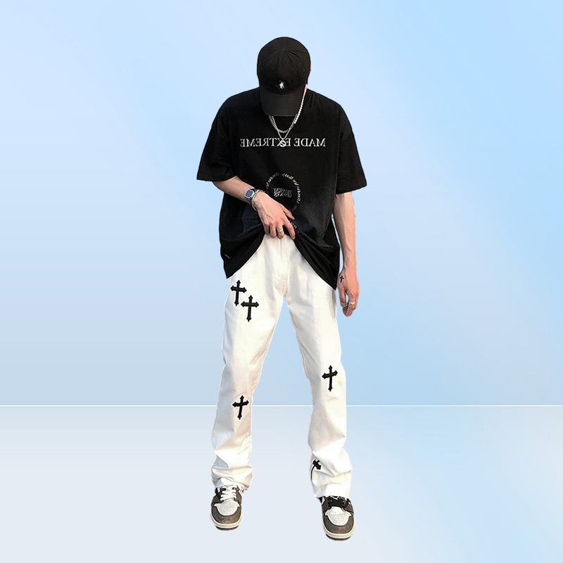 Men039s Jeans Y2k Emo Mens Black Harajuku Streetwear Alt Straight Fairy Grunge Wide Leg Pants Denim Trousers High Waist Oversiz