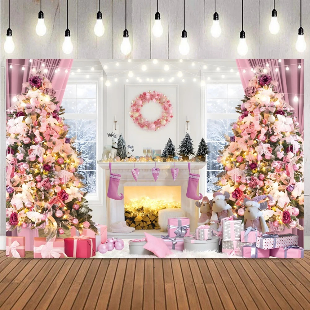 Christmas Decorations Christmas Backdrop for Pography Xmas Tree Window Fireplace Gift Santa Winter Family Party Decor Banner Po Background 231101