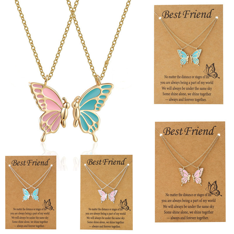 Cross-border Amazon new Good friend butterfly necklace women's simple colorful butterfly two-piece friendship necklace
Cross-border Amazon new Good friend butterfly necklace women's simple colorful butterfly two-piece friendship necklace