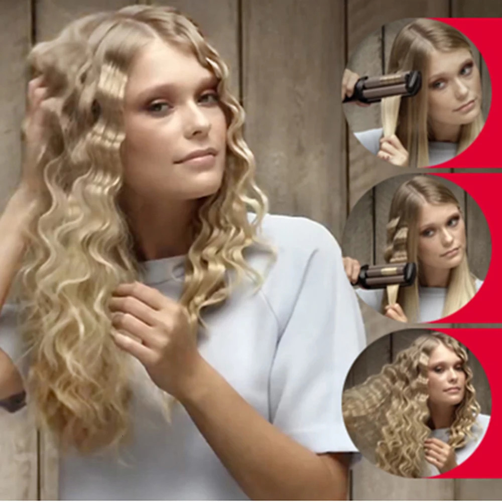 Curling Irons Hair Crimper Curling Iron Ceramic Crimpers Wavers Curler Wand Fast Heating 3 Barrels Hair Waver Tools Corn Types of Hair 231102