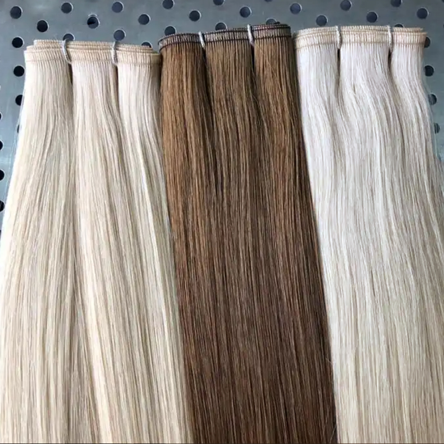 New Hair Extensions Remy Human Hair Weaves Flat Weft Silk Ribbon Hair Bundles Ultra Thin Weft Black Brown Blond 50g/piece 200g/lot Invisible Skin Pu W