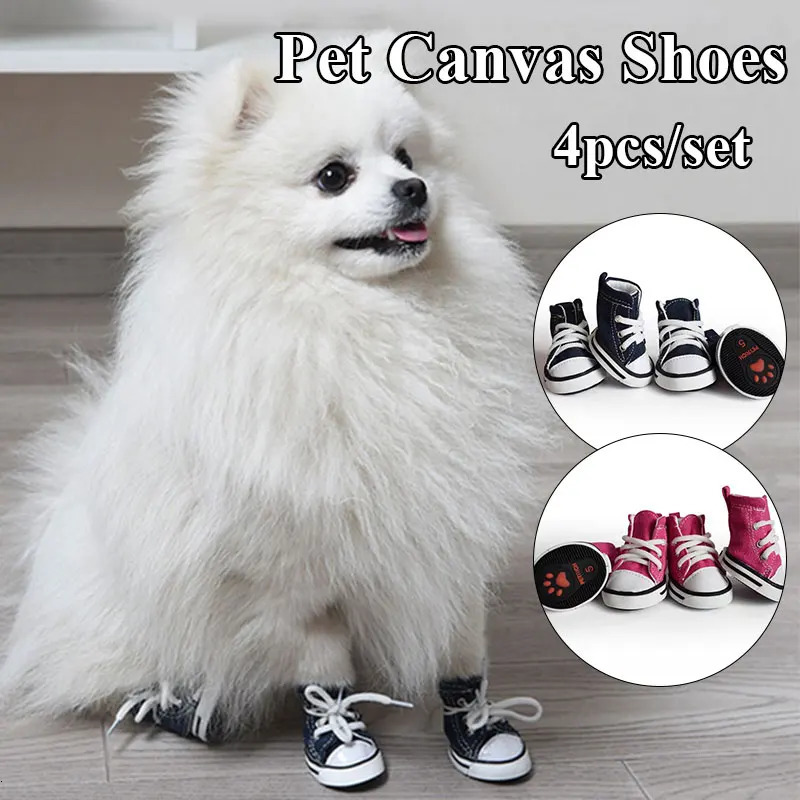 Pet Protective Shoes Dog Shoes Pet Cowboy Canvas Shoe 4 Pcs Casual Pet Dog Anti-slip Waterproof Shoes Sneakers Breathable Booties Zapatos Para Perro 2