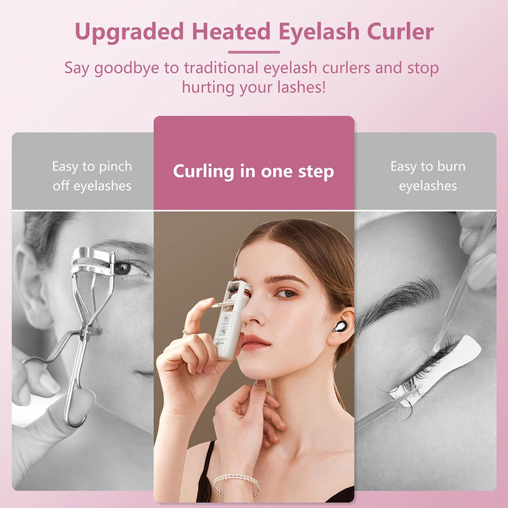 Eyelash Curler Portable Style Electric Heated Eyelash Curler Long-Lasting Curl Electric Eye Lash Perm Eyelashes Clip Eyelash Curler Device Make 231102