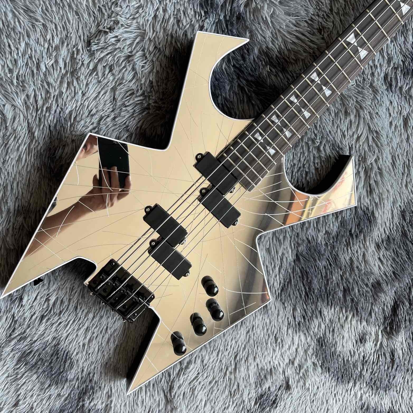 Custom Rich Warlock Cracked Mirror Electric Bass Guitar 4 Strings, Rare Shaped, Black Hardware, Triangle Inlay
Custom Rich Warlock Cracked Mirror Electric Bass Guitar 4 Strings, Rare Shaped, Black Hardware, Triangle Inlay