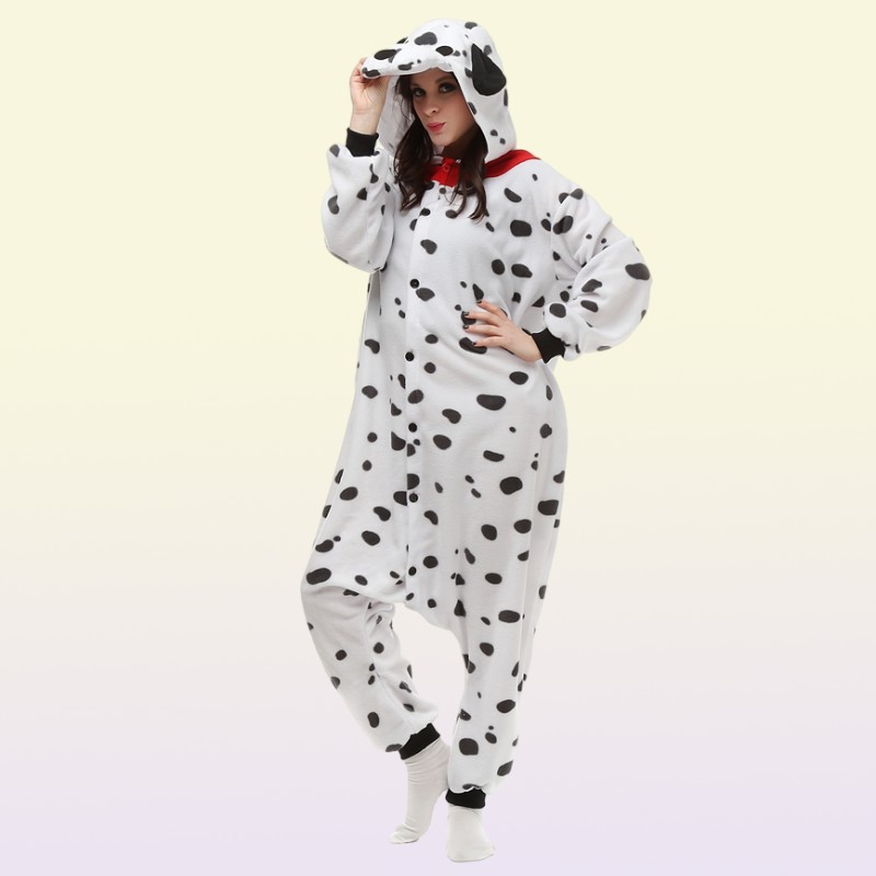 Dalmatian Dog Women039s and Men039s Animal Kigurumi Polar Fleece Costume for Halloween Carnival New Year Party welcome Drop 4166453