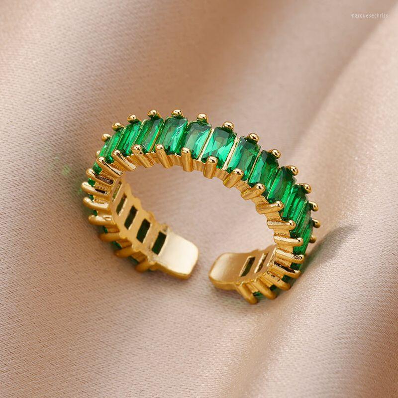 Wedding Rings Green Luxury Zircon For Women Stainless Steel Ring Opening Adjustable Crystal Anillos Aesthetic Jewelry Gift Bague
Wedding Rings Green Luxury Zircon For Women Stainless Steel Ring Opening Adjustable Crystal Anillos Aesthetic Jewelry Gift Bague