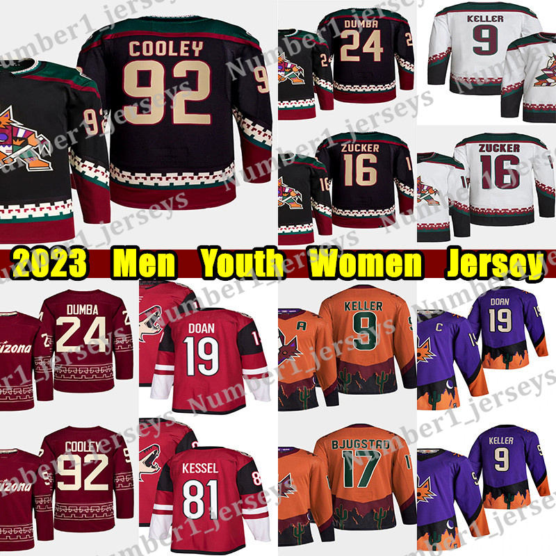 #92 Logan Cooley hockey jersey #9 Clayton Keller Matt Dumba Shane Doan Nick Schmaltz Phil Kessel Sean Durzi Lawson Crouse Jason Zucker Custom Men Youth Women jerseys