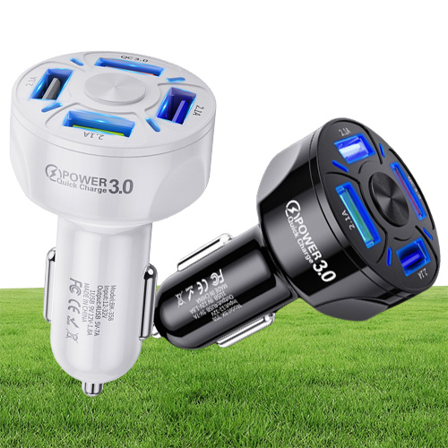 4 Ports Multi USB Car Charger 48W Quick 7A Mini Fast Charging QC30 For iPhone 12 Xiaomi Huawei Mobile Phone Adapter Android Devic8