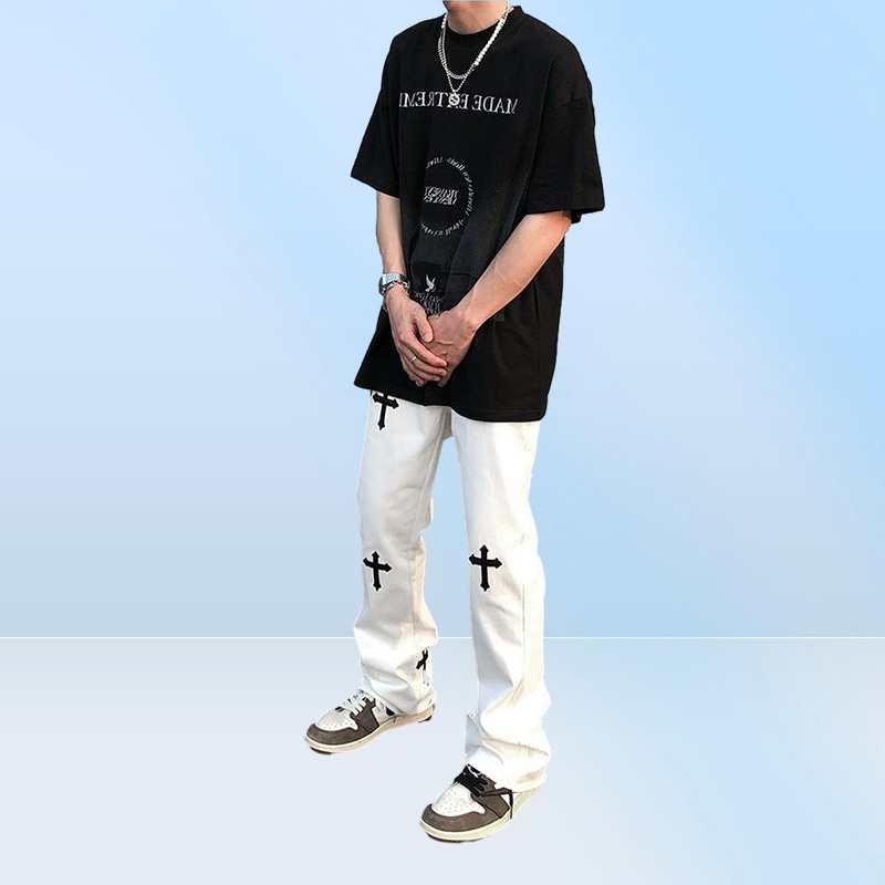 Men039s Jeans Y2k Emo Mens Black Harajuku Streetwear Alt Straight Fairy Grunge Wide Leg Pants Denim Trousers High Waist Oversiz