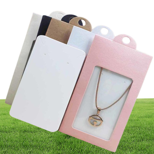 50PCS multi color paper jewelry package display hanger packing box with clear pvc window for necklace earring