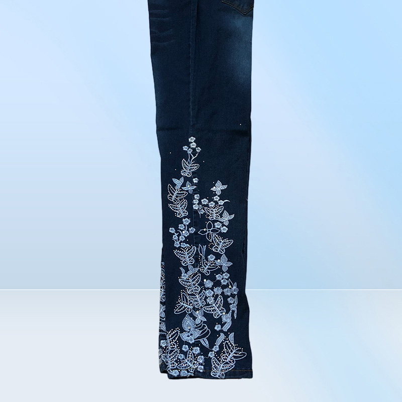 New Fashion Jeans For Women Butterfly Embroidery Pencil Pants Skinny Trousers Female Ladies Low Waist Fashion Summer Denim Pants
