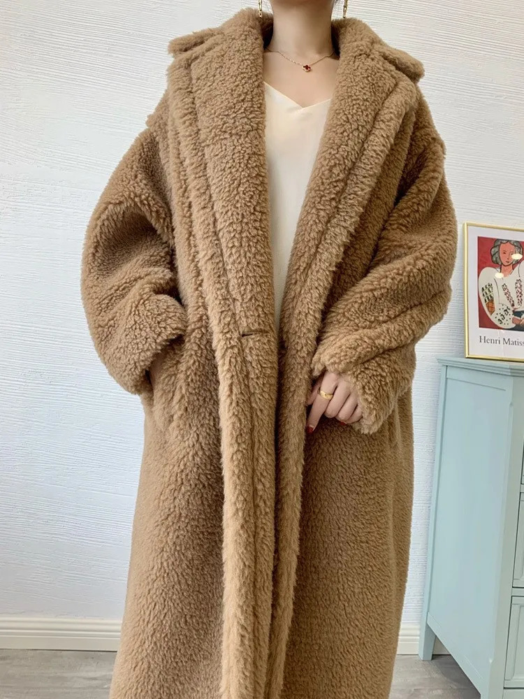 Women's Fur Faux Fur Luck A Long Teddy Bear Jacket Coat Women Winter Thick Warm Oversized Outerwear Overcoat Women Faux Lambswool Fur Coats 23110 - view 3