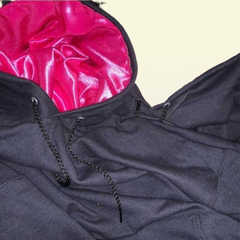 Hoodies Fleece Whole Unisex Custom Satin Silk Hood Set Lined Hoodie For Women Men1910637