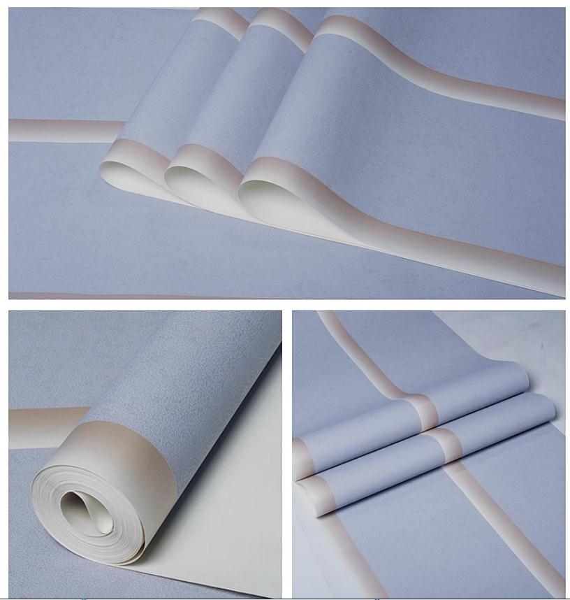 Light grey 3D striped wallpaper Modern simple living room background Hotel light blue thickened wallpaper roll wallpapers