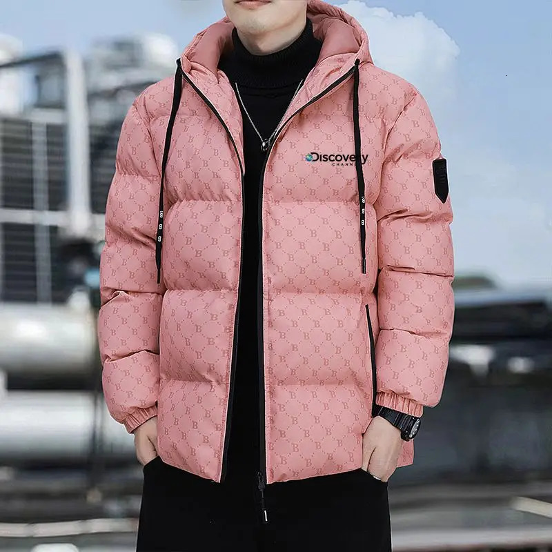 Men's Down Parkas Discovery Channel Korean version Fashion Style Hooded Winter Jacket Male Thick Cottonpadded Coat Couple Loose Parka 231102
