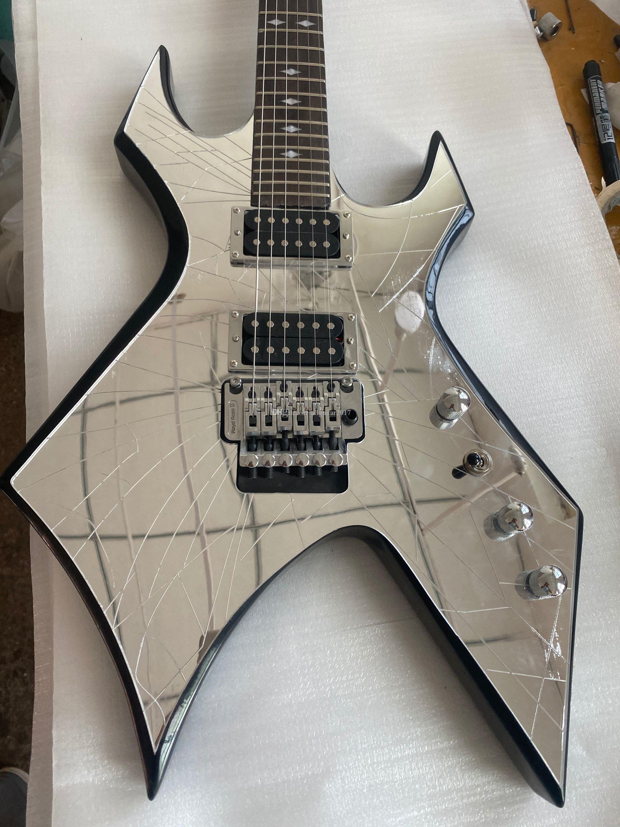 B Rich Warlock Revenge Cracked Mirror Electric Guitar Paul Stanley Floyd Rose Tremolo & Locking NuT, Whammy Bar, 24 Frets, Diamond Inlay, Black Hardware
B Rich Warlock Revenge Cracked Mirror Electric Guitar Paul Stanley Floyd Rose Tremolo & Locking NuT, Whammy Bar, 24 Frets, Diamond Inlay, Black Hardware
