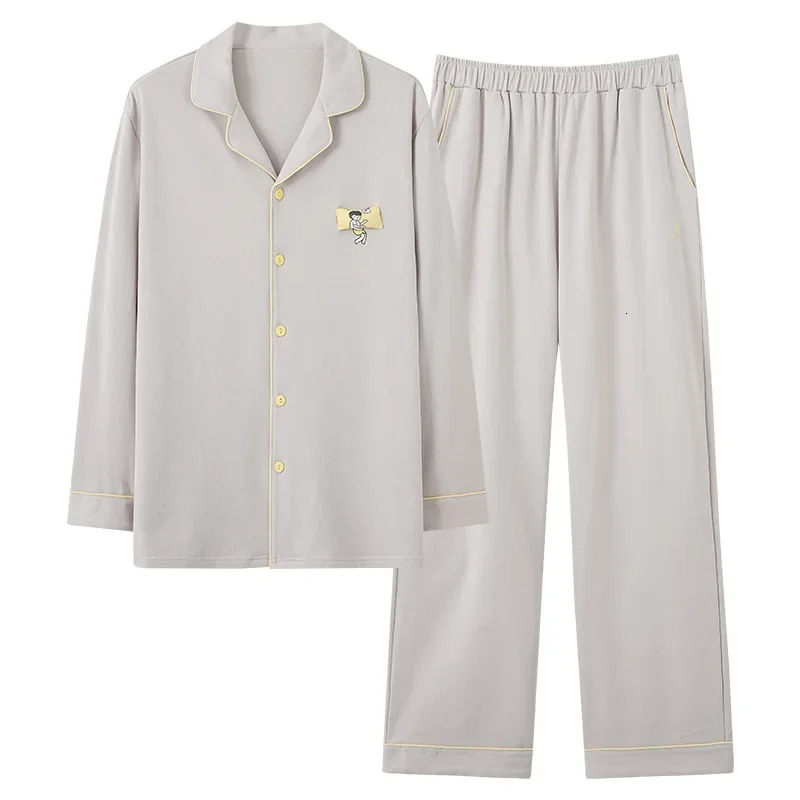 Men's Sleepwear Pajamas Suit Women Spring Autumn Cotton Long Sleeve Casual Large Men Homewear Soft Breathable Couples Nightcloth 231102