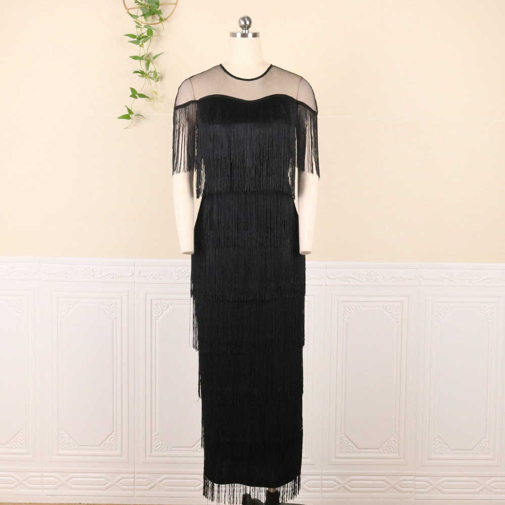 Plus Size Tassel Dress For Women Fringed Party Ruffle Butterfly Sleeve V Neck Fringe Clothing Elegant Fashion Prom Evening Gowns