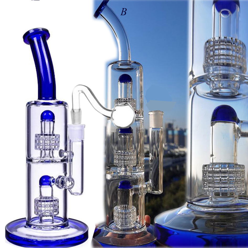 New Glass Water Bongs Dab Rigs Hookahs Smoke Glass Water Pipes Oil Recycler Bong Matrix Perc