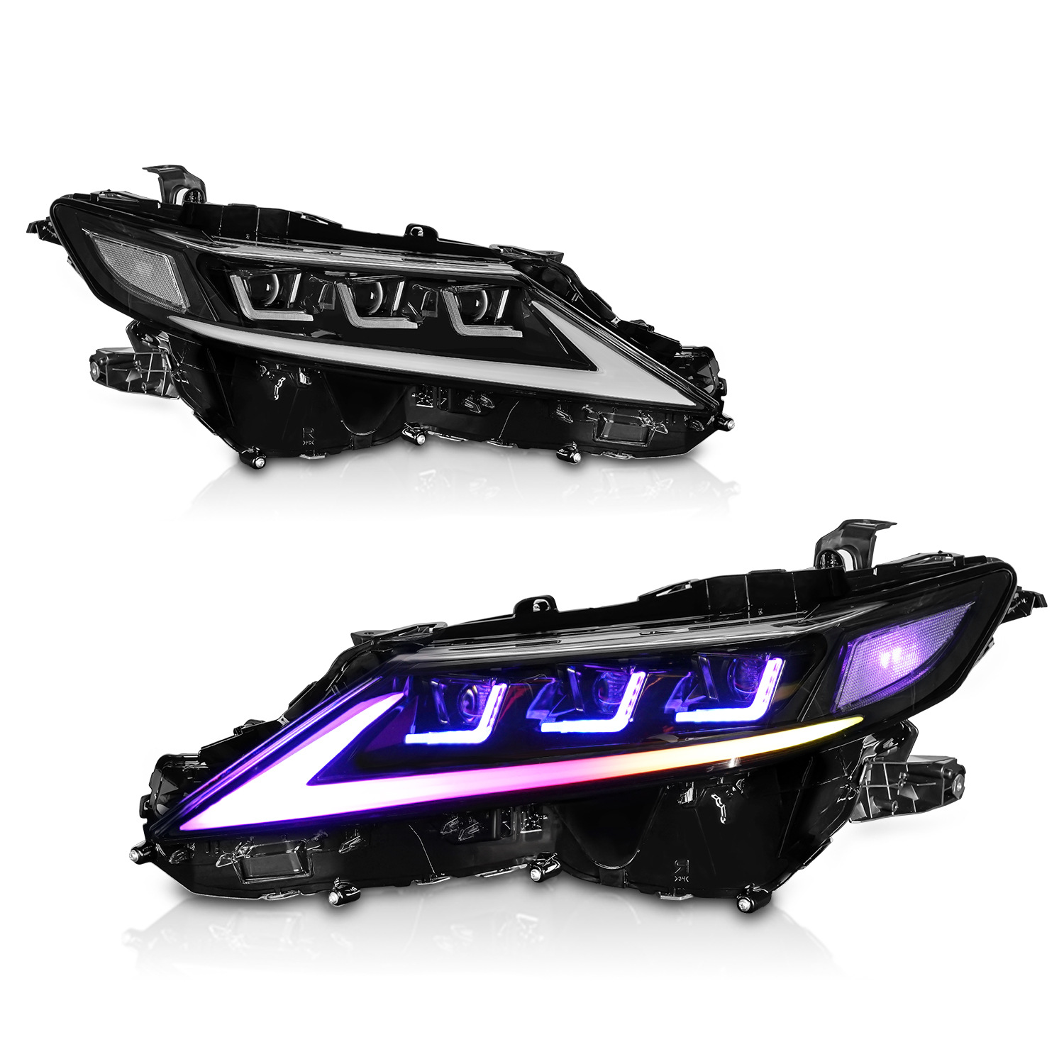 RGB Headlights For Toyota Camry 20 18-2023 With Seven Color Modified Headlight Assembly Streamer Signal Light Accessory