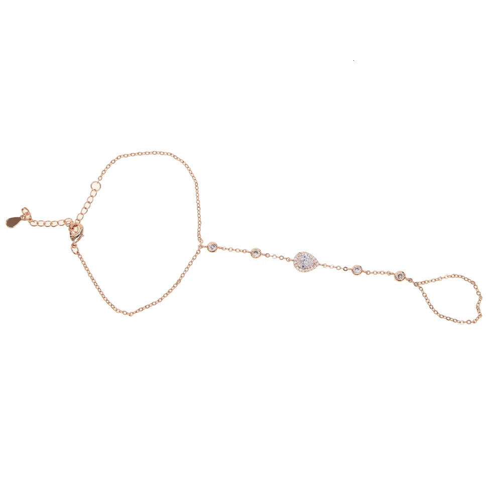 Wedding Jewelry Sets Wristlet slave bracelet cz tennis chain tear drop cubic zirconia rose gold color fashion gorgeou trendy elegance jewelry 231101