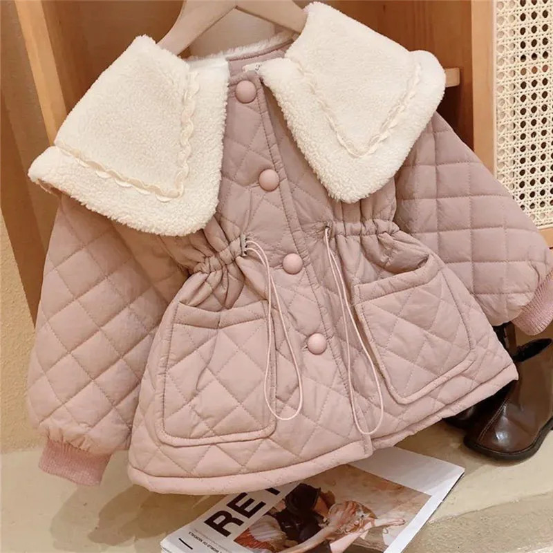 Coat Girls wool jacket winter childrens cotton coat thick insulation coat childrens solid park clothing for 28 years 231102