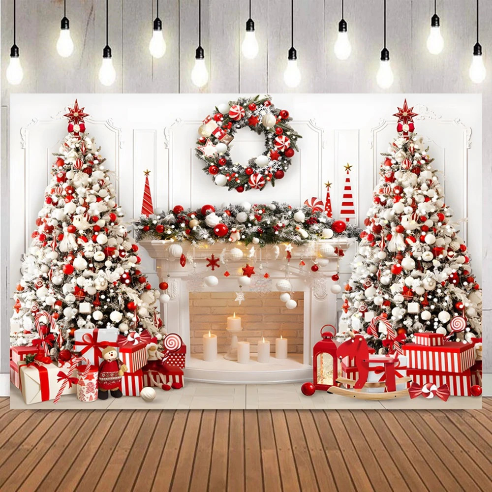 Christmas Decorations Christmas Backdrop for Pography Xmas Tree Window Fireplace Gift Santa Winter Family Party Decor Banner Po Background 231101