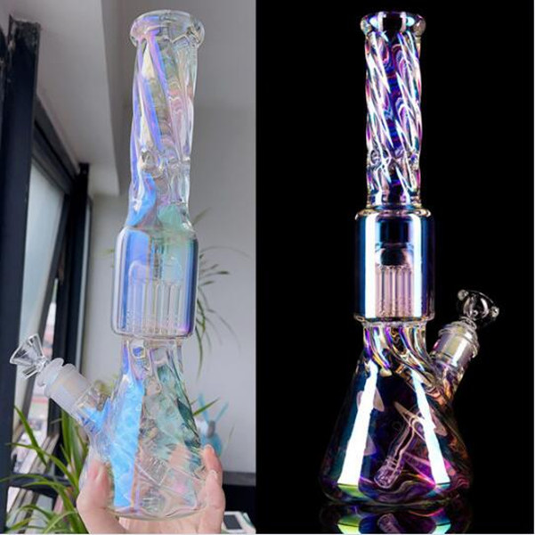 Unique Glass Bongs Water Pipes Hookahs Bubbler Rainbow glass Water Bongs Branch Recycler Dab Rig 14mm Bowl