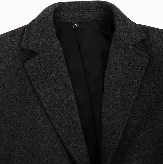 Men's Wool Blends Trench Coat Slim Fit Single Breasted Blend Down Overcoat Winter Business Pea Top Jacket Notch Lapel 231102