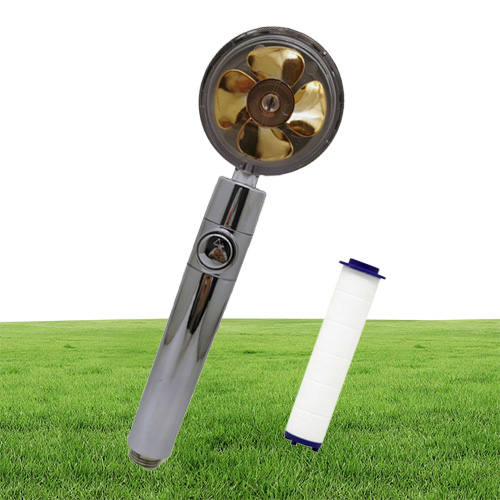 Shower Head Water Saving Flow 360 Degree Rotation With Small Fan Abs Rain High Pressure Nozzle Bathroom Accessories