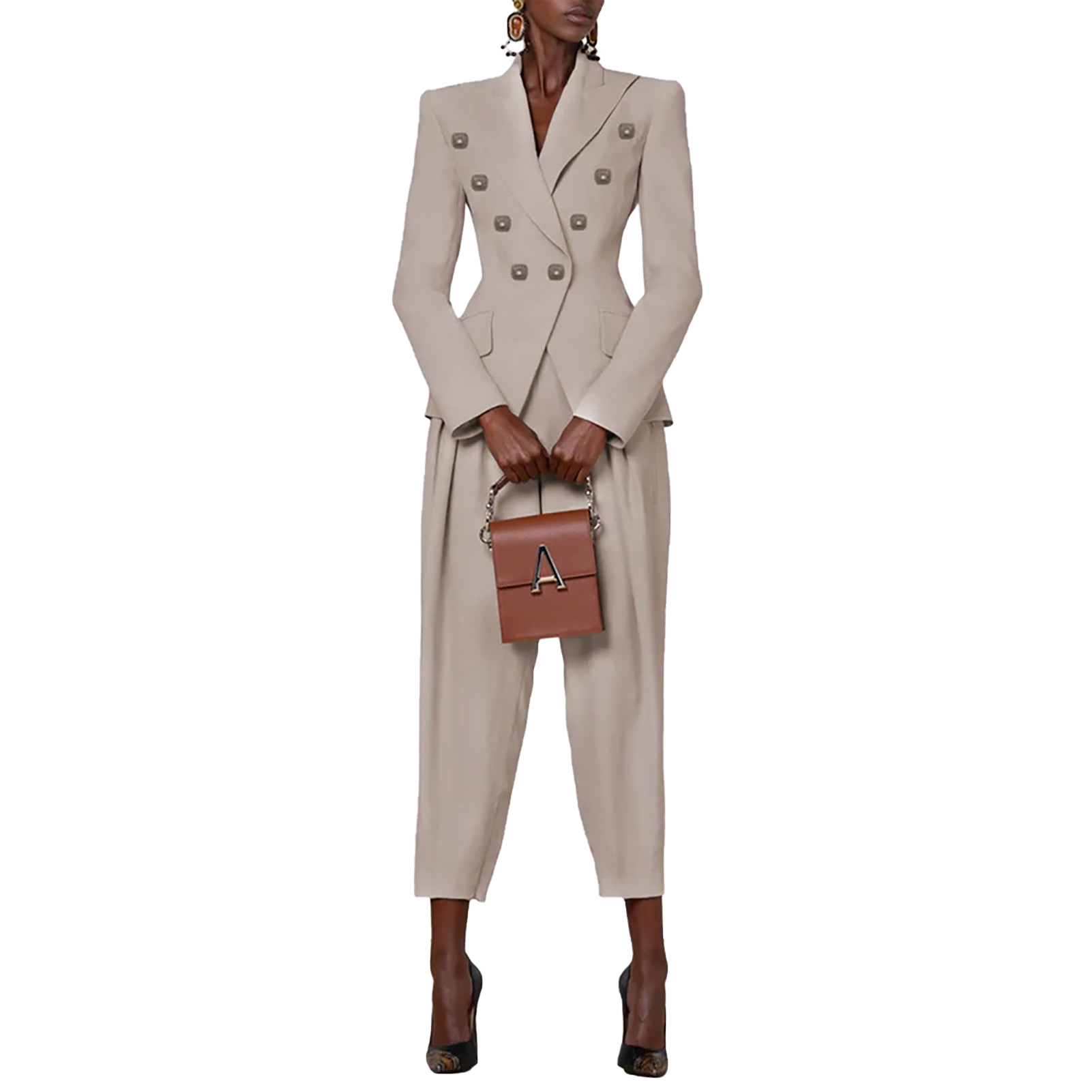 Women Custom Made Pants Suits 2 Pieces Satin Lapel Business Formal Office Women Slim Fit Blazer Fashion Cloth