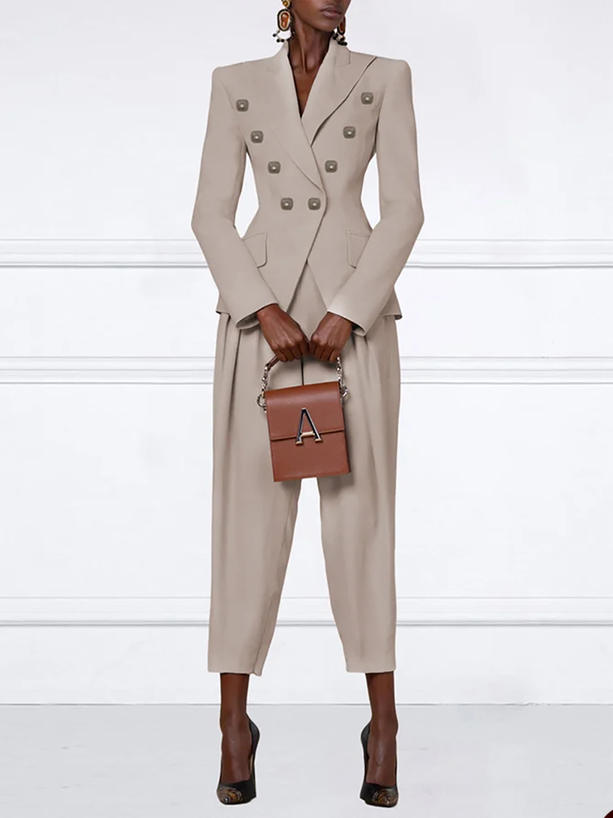 Women Custom Made Pants Suits 2 Pieces Satin Lapel Business Formal Office Women Slim Fit Blazer Fashion Cloth