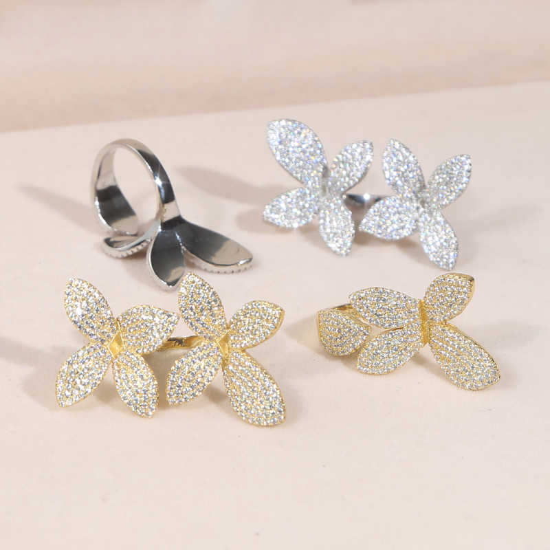 Micro Pave 5A Cubic Zirconia wer Adjustable Open Ring for Women, 2024 Fashion Jewelry