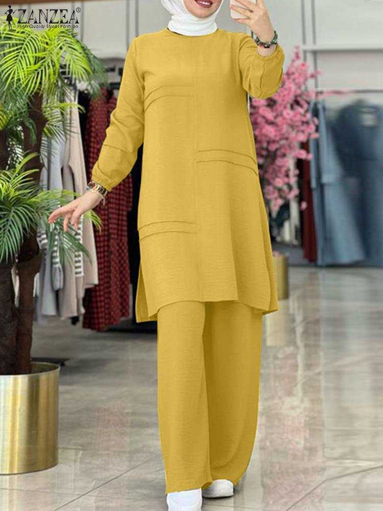 RUKAS Muslim Two Piece Sets Women Outifits Tracksuit Elegant Long Sleeve Blouse Wide Leg Pants Sets Solid Islamic Clothing 2023
RUKAS Muslim Two Piece Sets Women Outifits Tracksuit Elegant Long Sleeve Blouse Wide Leg Pants Sets Solid Islamic Clothing 2023
