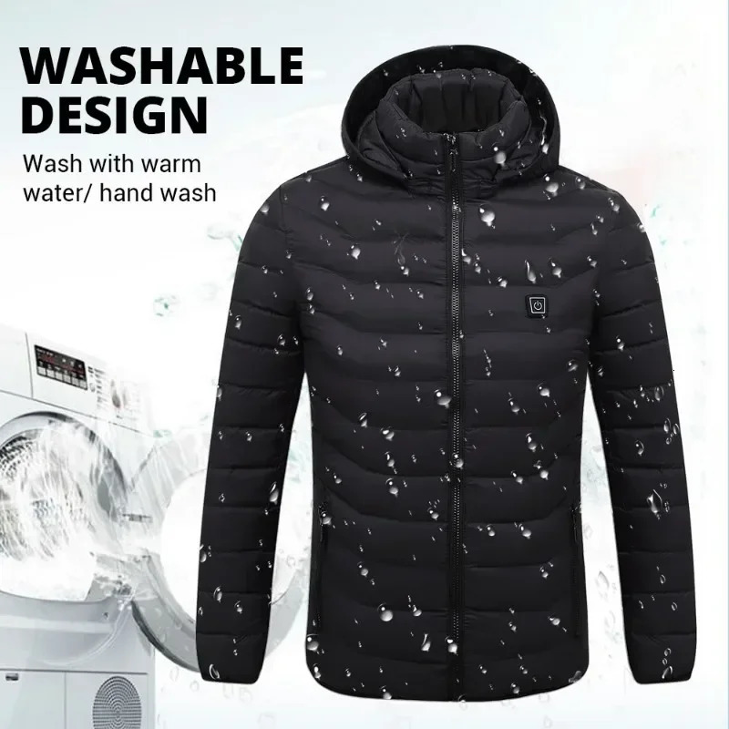 Men's Vests Men Heated Jackets Outdoor Coat USB Electric Battery Long Sleeves Heating Hooded Jackets Warm Winter Thermal Clothing 231102 - view 3