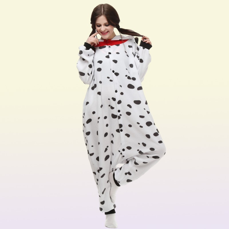 Dalmatian Dog Women039s and Men039s Animal Kigurumi Polar Fleece Costume for Halloween Carnival New Year Party welcome Drop 4166453