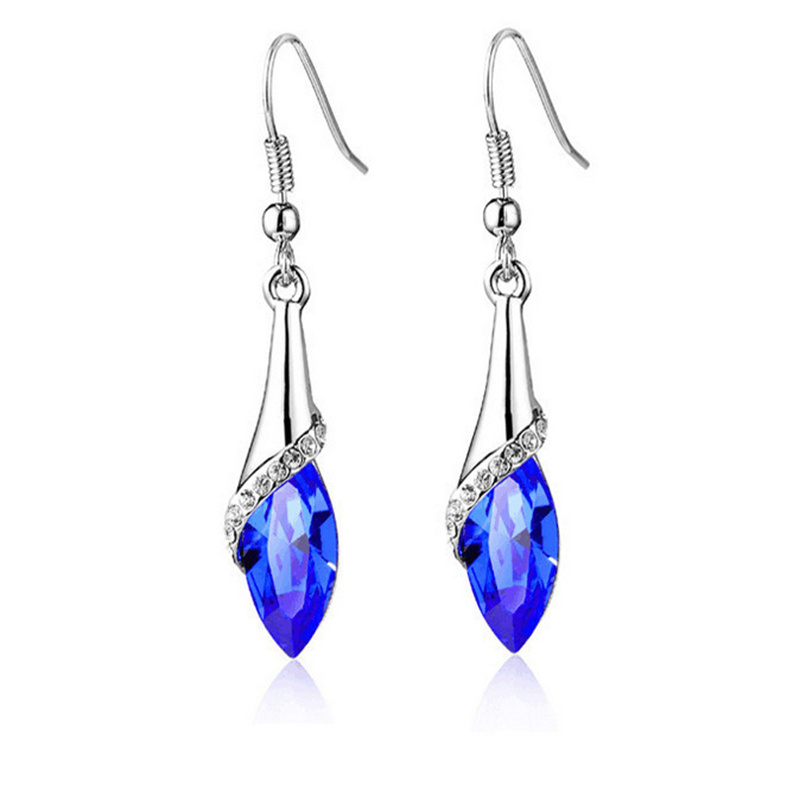 Drop Earrings Womens Water Drops Natural Crystal Platinum Earrings Female Classic Sparkling Holiday Gift Jewelry