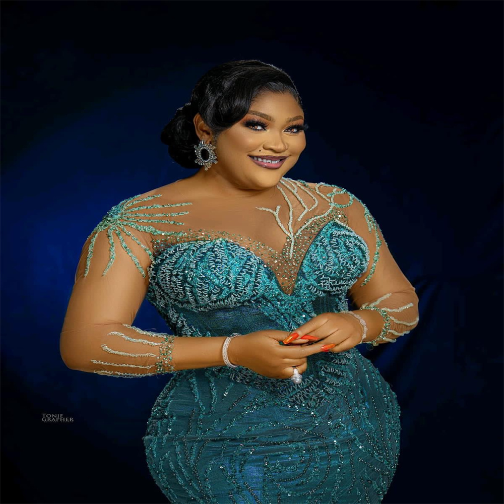 Nov Aso Ebi Arabic Mermaid Hunter Gn Prom Dress Sequined Lace Beaded Evening Formal Party Second Reception Birthday Engagement Gowns Dresses Robe De