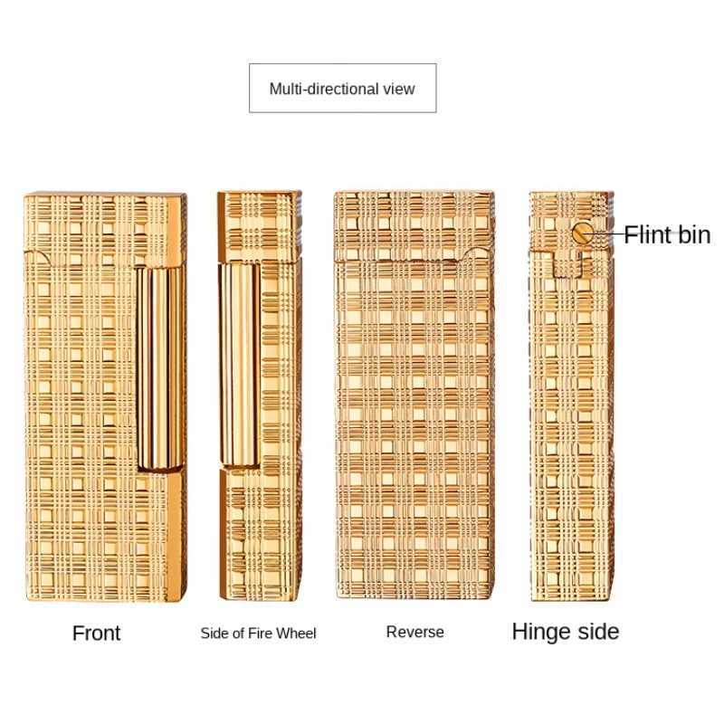 Lighters Derui 3026 Narrow Version Retro Inflatable Grinding Wheel Lighter Side Sliding Ignition 45 Oblique Fire Pipe Men's Gift W260202