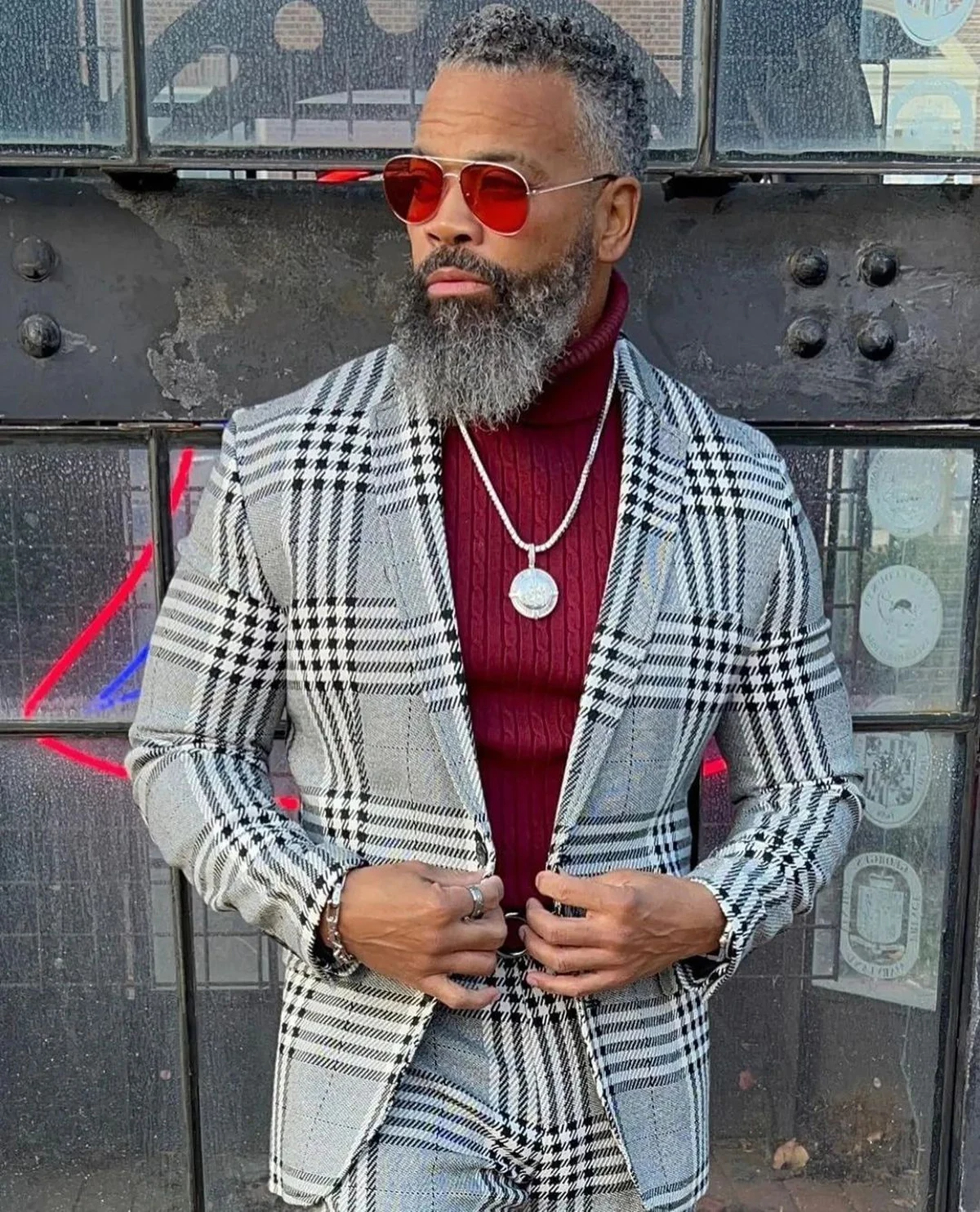 Classic Mens Suits Checkered Groom Wedding Tuxedos Slim Fit Formal Business 2 Pieces Male Prom Blazer