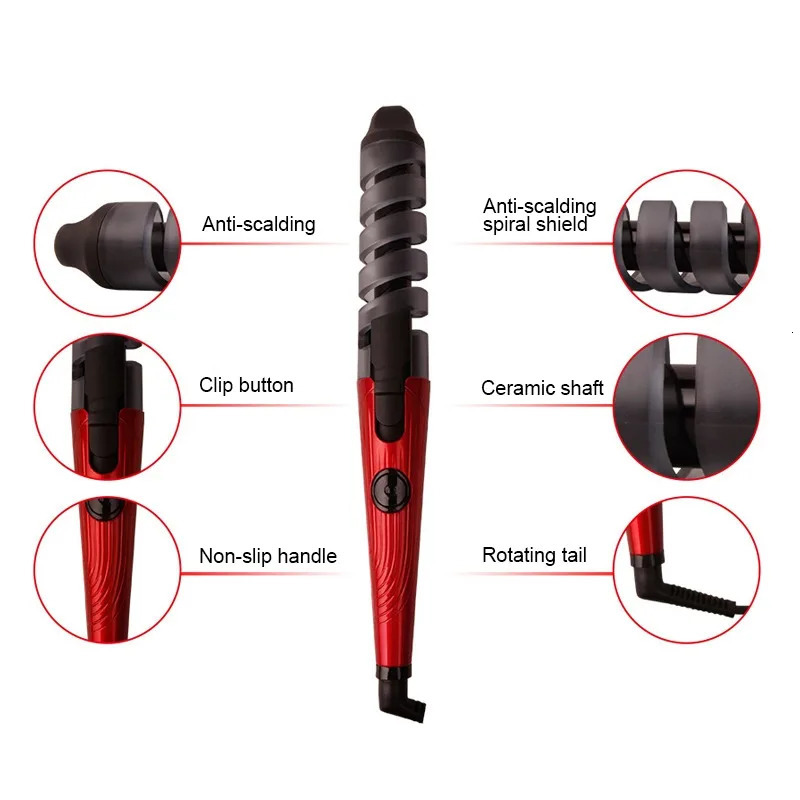 Curling Irons Professional Hair Curler Roller Magic Spiral Curling Iron Fast Heating Curling Wand Electric Hair Styler Pro Styling Tool 231102