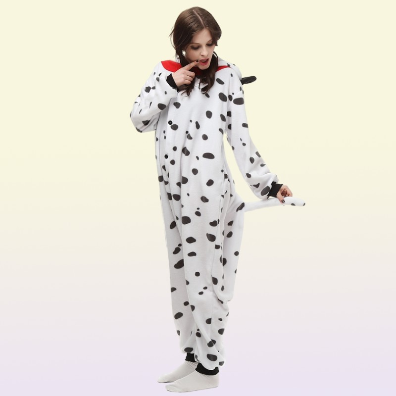 Dalmatian Dog Women039s and Men039s Animal Kigurumi Polar Fleece Costume for Halloween Carnival New Year Party welcome Drop 4166453