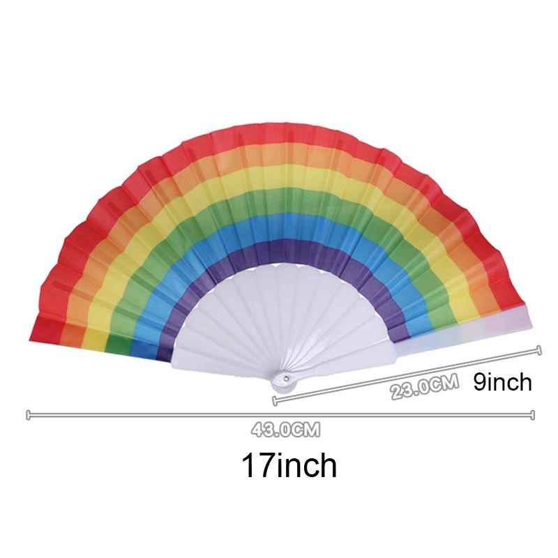 Party Favor Rainbow Fans Folding Fans Art Colorful Hand Held Fan Summer Accessory For Birthday Wedding Party Decoration Party Supplies Gift Q29