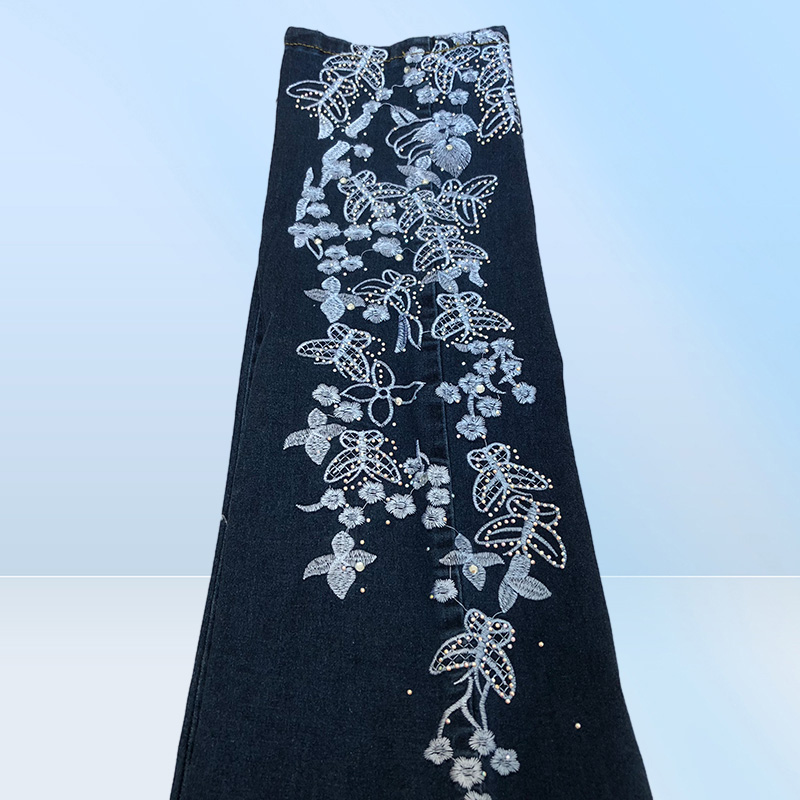 New Fashion Jeans For Women Butterfly Embroidery Pencil Pants Skinny Trousers Female Ladies Low Waist Fashion Summer Denim Pants