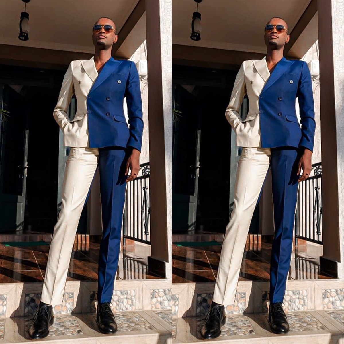 Two Pieces Wedding Tuxedos Men Suits Handsome Two Color Peaked Lapel Suit Double Breasted Packets Customized Pockets Multi-scenario Coat Vest Spring