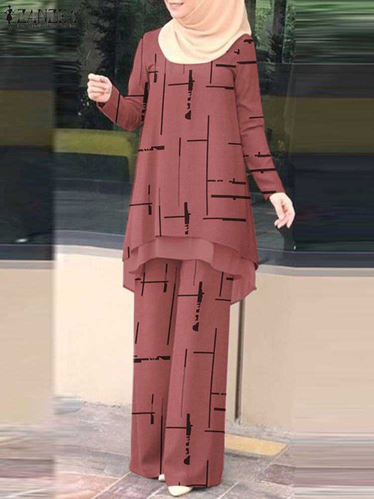 2023 Autumn Floral Tracksuits RUKAS Bohemian Female Blouses Elastic Waist Pantsuits Women Casual Printed Matching Sets Oversizd