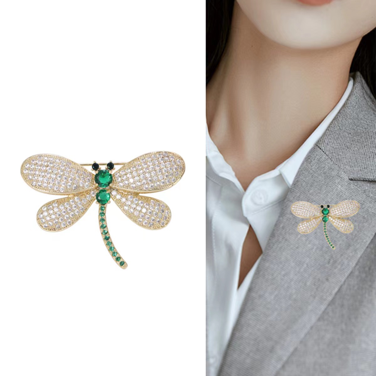 Rhinestone Large Dragoy Brooches For Women Vintage Coat Brooch Pin Insect Jewelry Gift Free shipping